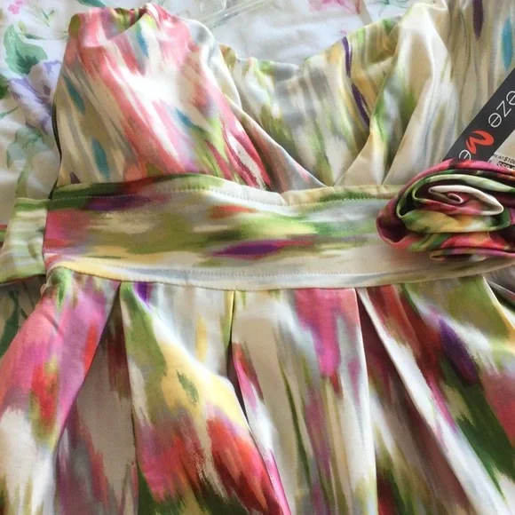 Prom dress by Teeze Me size 9 juniors. Pretty floral splash. Strapless. - Picture 2 of 9